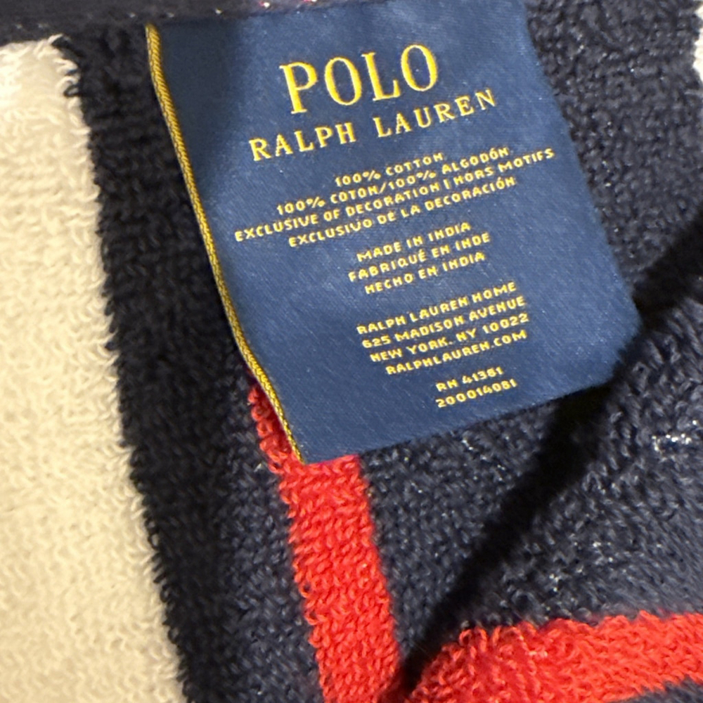 Polo Ralph Lauren 35x66 White Embroidery Pony Striped Dress Red Blue White New - Picture 3 of 5